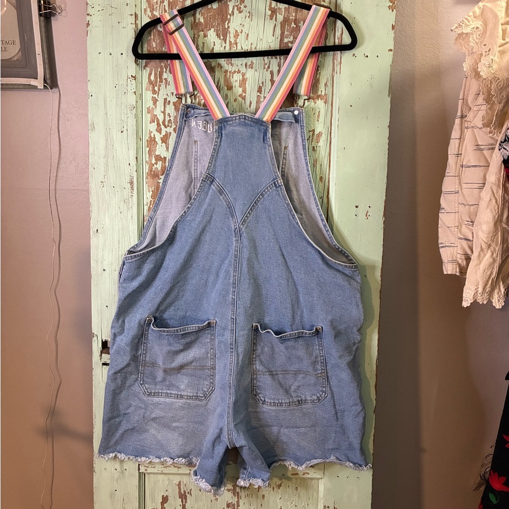 Denim Overalls with Rainbow Straps - Picture 3 of 5